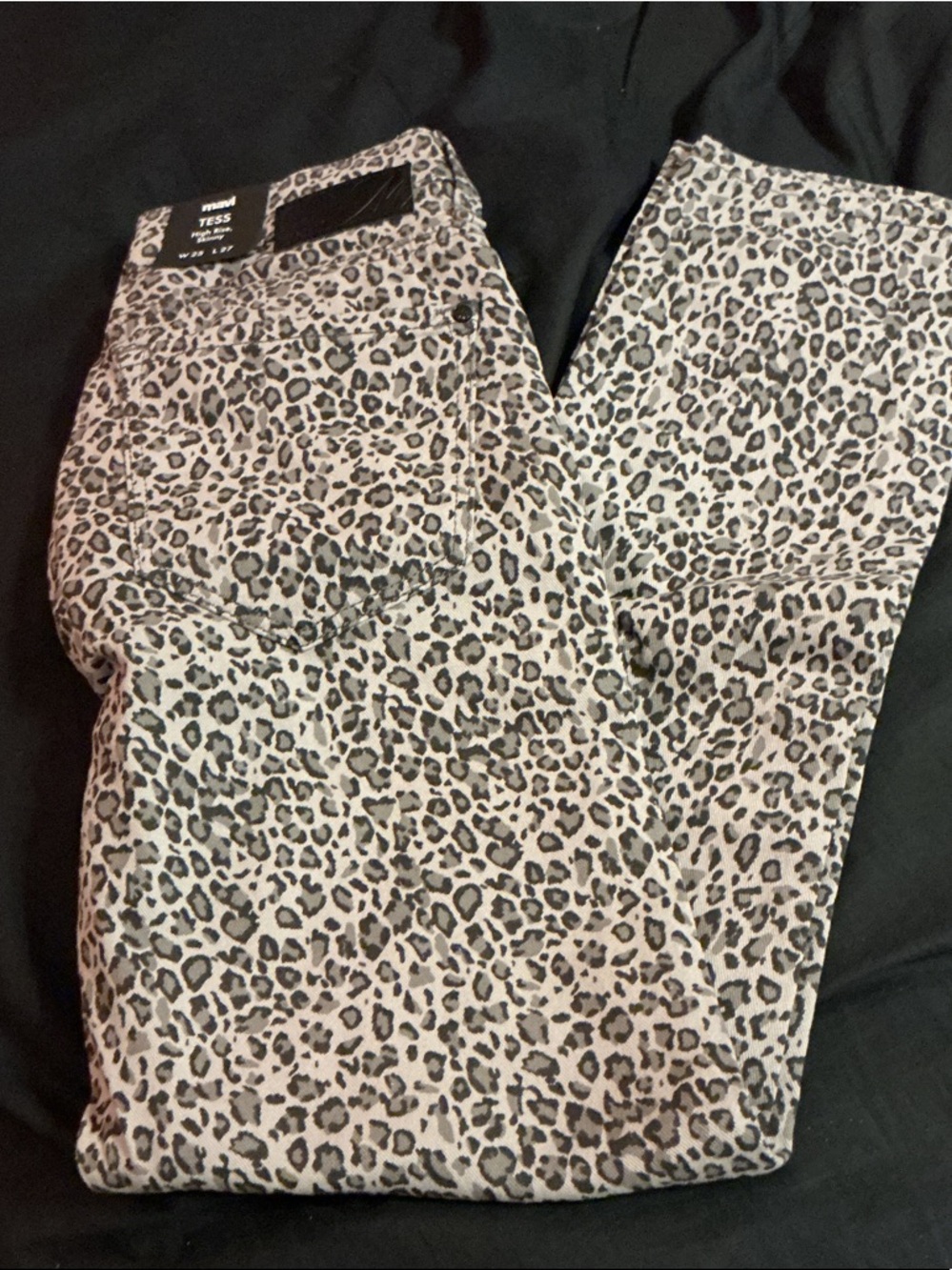 Mavi TESS High Rise Skinny Leopard-Print Jeans in Black and Cream